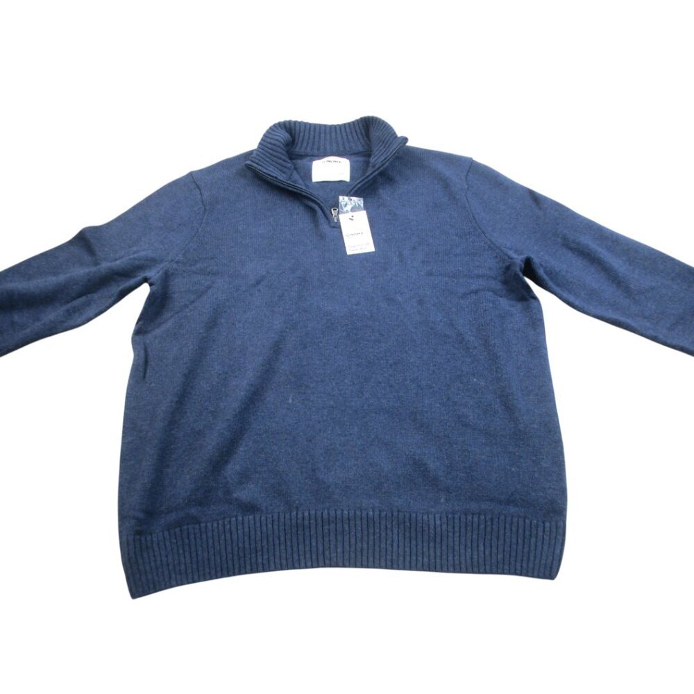 Sonoma Goods for Life Supersoft Sweater Men 2XL Blue Knit Ribbed Hem Quarter Zip